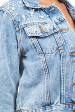 Load image into Gallery viewer, Pearl Studded Denim Jacket S-4XL
