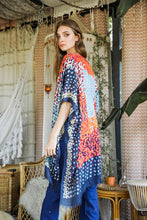Load image into Gallery viewer, Vibrant Multicolor Frayed Edge Kimono w/ Armholes

