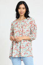 Load image into Gallery viewer, lightweight Button Accent Ditsy Floral Tunic
