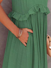 Load image into Gallery viewer, Ruffled Sleeveless Tiered Maxi Dress with Pockets
