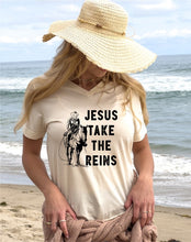 Load image into Gallery viewer, V-Neck Jesus Take the Reins Boutique Tee
