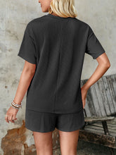 Load image into Gallery viewer, Textured Round Neck Short Sleeve Top and Shorts Set
