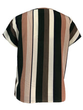 Load image into Gallery viewer, Striped Notched Short Sleeve Blouse
