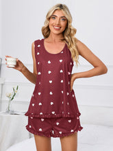 Load image into Gallery viewer, Heart Scoop Neck Tank and Shorts Lounge Set
