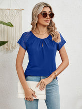 Load image into Gallery viewer, Lace Detail Round Neck Short Sleeve T-Shirt
