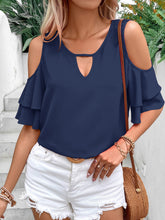 Load image into Gallery viewer, Cold Shoulder Flounce Sleeve Blouse
