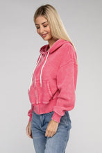 Load image into Gallery viewer, Acid Wash Fleece Cropped Zip-Up Hoodie
