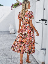 Load image into Gallery viewer, Printed V-Neck Flutter Sleeve Midi Dress
