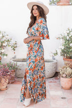 Load image into Gallery viewer, Sky Blue Floral Print Wrap Belted Maxi Dress
