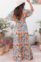 Load image into Gallery viewer, Sky Blue Floral Print Wrap Belted Maxi Dress
