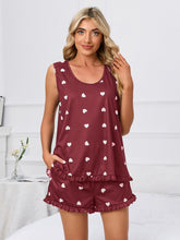 Load image into Gallery viewer, Heart Scoop Neck Tank and Shorts Lounge Set
