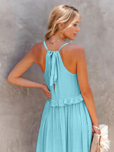 Load image into Gallery viewer, Ruffled Sleeveless Tiered Maxi Dress with Pockets
