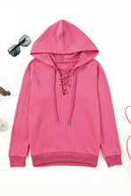 Load image into Gallery viewer, Lace-Up Dropped Shoulder Hoodie
