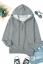 Load image into Gallery viewer, Lace-Up Dropped Shoulder Hoodie
