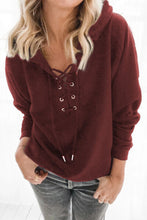 Load image into Gallery viewer, Lace-Up Dropped Shoulder Hoodie
