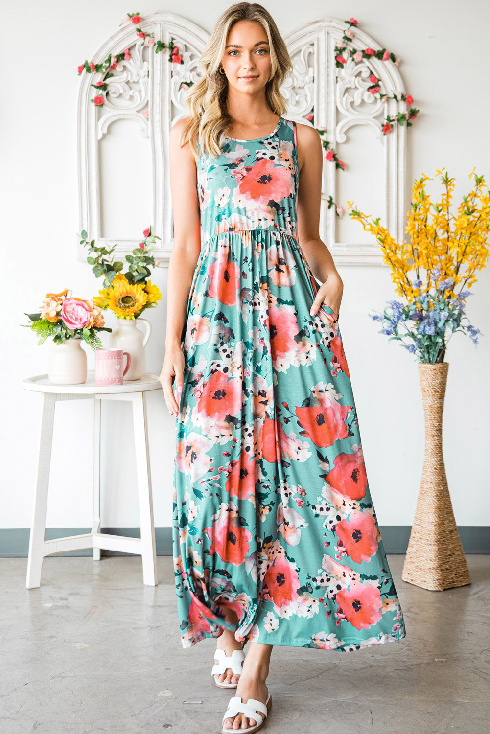 Floral Maxi Dress with Pockets