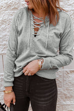 Load image into Gallery viewer, Lace-Up Dropped Shoulder Hoodie
