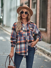 Load image into Gallery viewer, Plaid Button Up Dropped Shoulder Shirt
