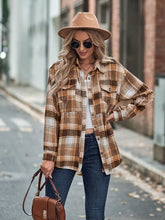 Load image into Gallery viewer, Plaid Button Up Dropped Shoulder Shirt

