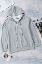 Load image into Gallery viewer, Lace-Up Dropped Shoulder Hoodie
